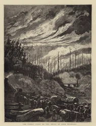 Os incêndios florestais na costa do lago Michigan